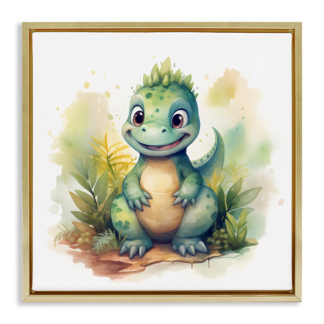 Stupell Industries Crafty Smiling Dinosaur Floating Frame, design by Steve Hunziker